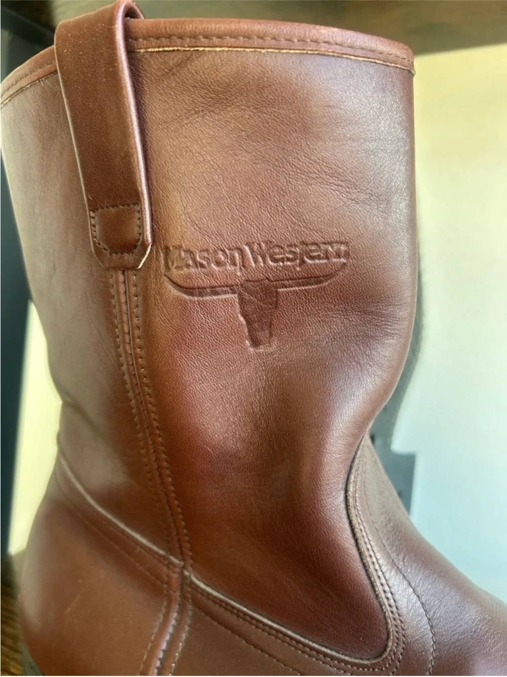 Vintage Mason Western Leather Roper Boots Mens 9D Vibram USA